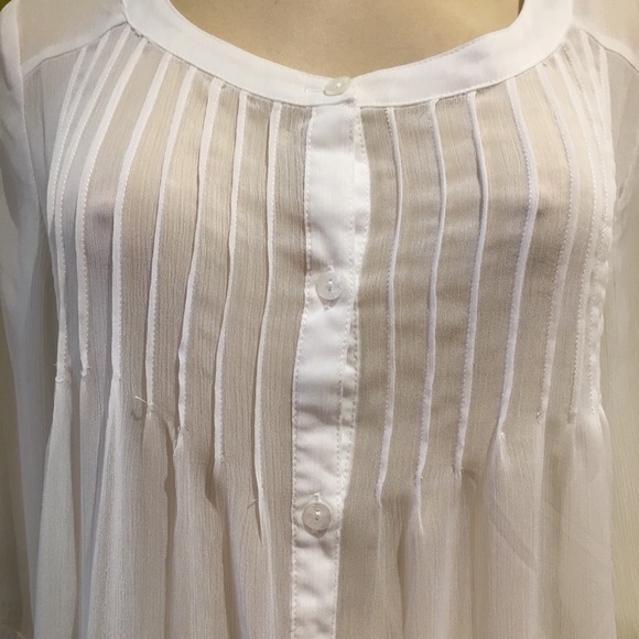 ROZ&ALI Blouse Tunic White Size Medium - Picture 3 of 6
